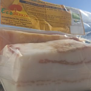 Bacon curado orgânico 100% bolota ibérica. 0,50 Kg